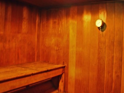Saunas off the men's and women's restrooms