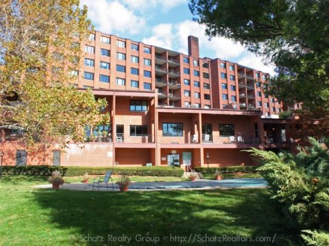 Looking up at the Clubhouse and Building 2.
